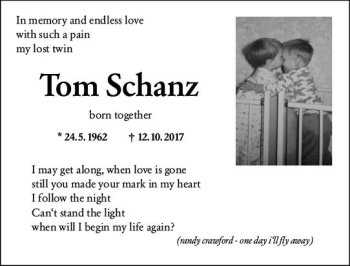 Traueranzeige von Tom Schanz von vrm-trauer
