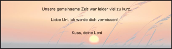 Traueranzeige von Uri  von vrm-trauer