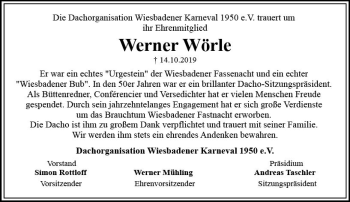 Traueranzeige von Werner Wörle von vrm-trauer