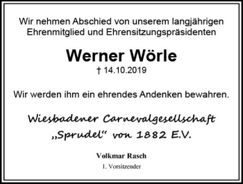Traueranzeige von Werner Wörle von vrm-trauer