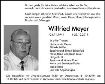 Traueranzeige von Wilfried Meyer von vrm-trauer