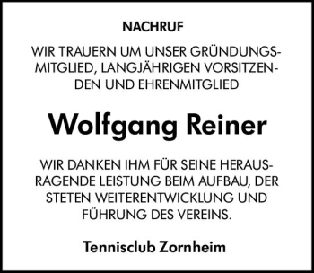 Traueranzeige von Wolfgang Reiner von vrm-trauer