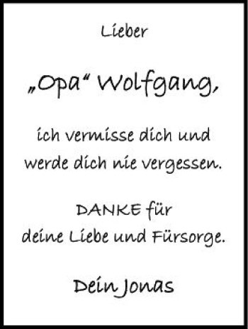 Traueranzeige von Wolfgang Reiner von vrm-trauer