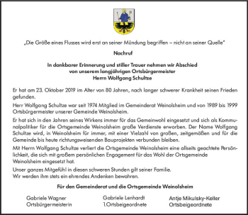 Traueranzeige von Wolfgang Schultze von vrm-trauer