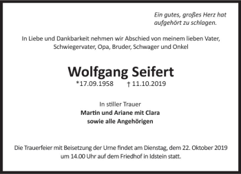 Traueranzeige von Wolfgang Seifert von vrm-trauer