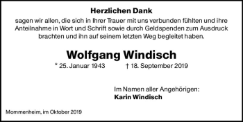 Traueranzeige von Wolfgang Windinsch von vrm-trauer
