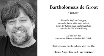Traueranzeige von Bartholomeus de Groot von vrm-trauer