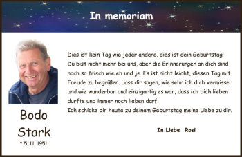Traueranzeige von Bodo Stark von vrm-trauer