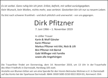 Traueranzeige von Dirk Pfitzner von vrm-trauer