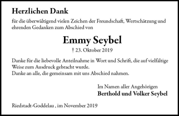 Traueranzeige von Emmy Seybel von vrm-trauer