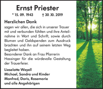 Traueranzeige von Ernst Priester von vrm-trauer