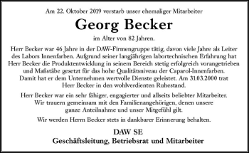 Traueranzeige von Georg Becker von vrm-trauer