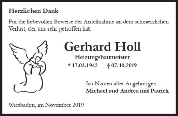 Traueranzeige von Gerhard Holl von vrm-trauer