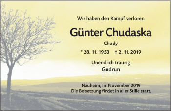 Traueranzeige von Günter Chudaska von vrm-trauer