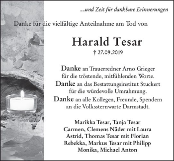 Traueranzeige von Harald Tesar von vrm-trauer