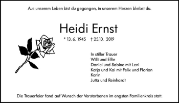 Traueranzeige von Heidi Ernst von vrm-trauer