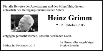 Traueranzeige von Heinz Grimm von vrm-trauer
