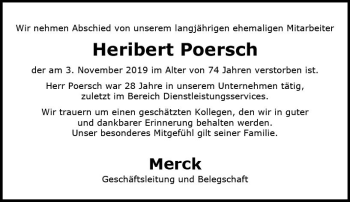 Traueranzeige von Heribert Poersch von vrm-trauer