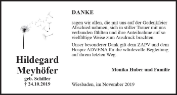 Traueranzeige von Hildegard Meyhöfer von vrm-trauer