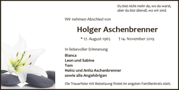 Traueranzeige von Holger Aschenbrenner von vrm-trauer