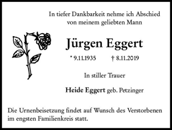 Traueranzeige von Jürgen Eggert von vrm-trauer