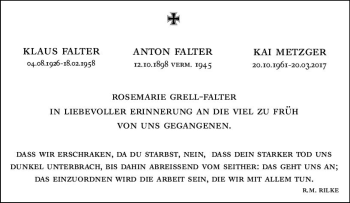 Traueranzeige von Klaus Falter von vrm-trauer