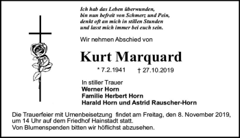 Traueranzeige von Kurt Marquard von vrm-trauer