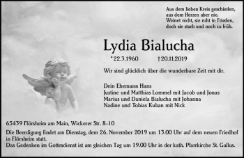Traueranzeige von Lydia Bialucha von vrm-trauer
