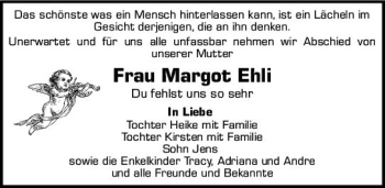 Traueranzeige von Margot Ehli von vrm-trauer