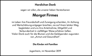 Traueranzeige von Margot Firmes von vrm-trauer