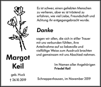 Traueranzeige von Margot Keil von vrm-trauer