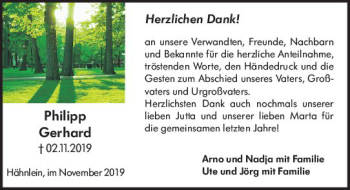 Traueranzeige von Philipp Gerhard von vrm-trauer