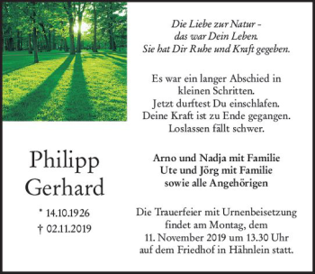 Traueranzeige von Philipp Gerhard von vrm-trauer