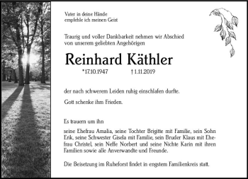Traueranzeige von Reinhard Käthler von vrm-trauer