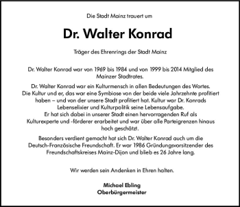 Traueranzeige von Walter Konrad von vrm-trauer