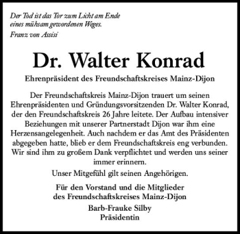 Traueranzeige von Walter Konrad von vrm-trauer
