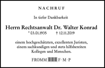 Traueranzeige von Walter Konrad von vrm-trauer