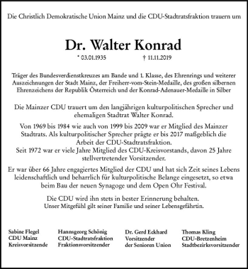 Traueranzeige von Walter Konrad von vrm-trauer