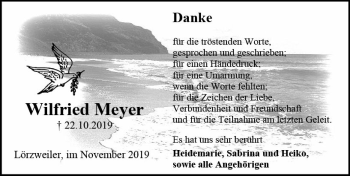 Traueranzeige von Wilfried Meyer von vrm-trauer