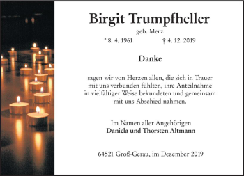 Traueranzeige von Birgit Trumpfheller von vrm-trauer