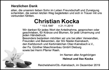 Traueranzeige von Christian Kocka von vrm-trauer