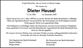 Traueranzeige von Dieter Heusel von vrm-trauer
