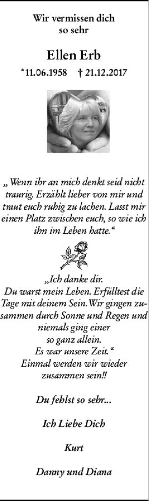Traueranzeige von Ellen Erb von vrm-trauer