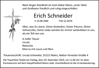 Traueranzeige von Erich Schneider von vrm-trauer