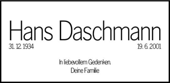 Traueranzeige von Hans Daschmann von vrm-trauer