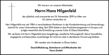 Traueranzeige von Hans Hilgenfeld von vrm-trauer