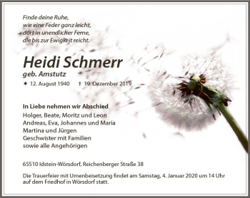 Traueranzeige von Heidi Schmerr von vrm-trauer