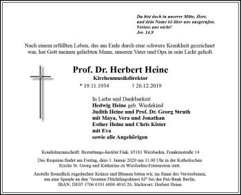 Traueranzeige von Herbert Heine von vrm-trauer