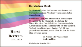Traueranzeige von Horst Bertram von vrm-trauer