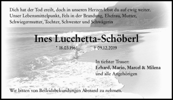 Traueranzeige von Ines Lucchetta-Schöberl von vrm-trauer